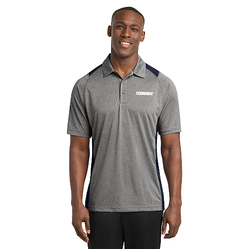 Men's Heather Grey/Navy Sport-Tek® Colorblock Polo
